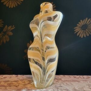 Female Figure Lady Torso Vase Murano-Style Cream
